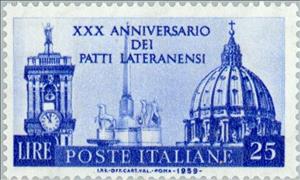 Stamp, Dome of St. Peter's, tower of the Capitol and the Dioscuri, Italy,  , Commemoration, Churches - Cathedrals - Basilicas - Chapels