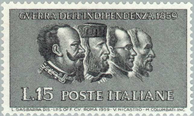 Portraits of V. Emanuele II, Garibaldi, Cavour and Mazzini