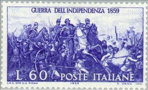 Stamp, Vittorio Emanuele II in the Battle of Palestro, Italy,  , Weapons, Mammals, Commemoration, Uniforms, Horses, Animals (Fauna), Anniversaries and Jubilees