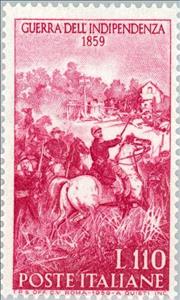 Stamp, Painting "The Battle of Magenta", Italy,  , Weapons, Mammals, Commemoration, Uniforms, Horses, Animals (Fauna), Anniversaries and Jubilees