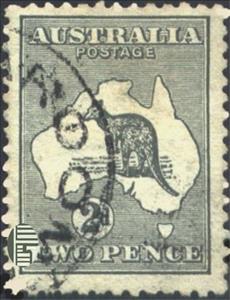 Stamp, Kangaroo and map, Australia,  , Maps, Kangaroos, Animals (Fauna)
