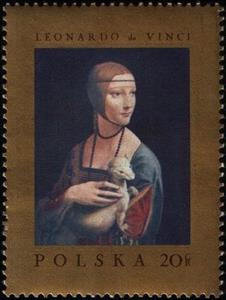 Stamp, Lady with the Ermine, by Leonardo da Vinci, Poland,  , Paintings