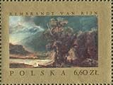 Stamp, Landscape, by Rembrandt, Poland,  , Paintings