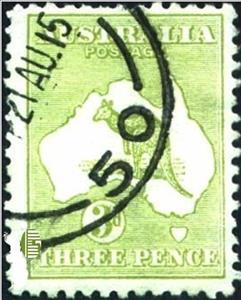 Stamp, Kangaroo and map, Australia,  , Maps, Kangaroos, Animals (Fauna)
