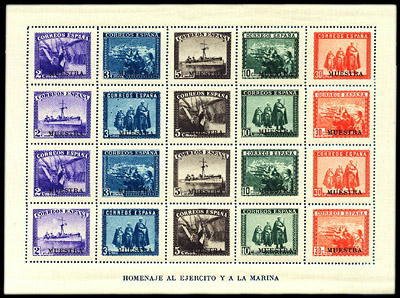 Souvenir Sheet, In Honor of the Army and Navy, Spain,  