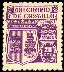 Stamp, Millenary of Castille, Spain,  , Coats of Arms, Anniversaries and Jubilees