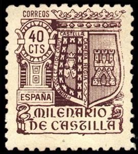 Stamp, Millenary of Castille, Spain,  , Coats of Arms, Anniversaries and Jubilees