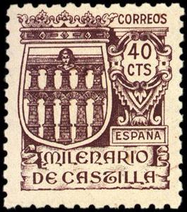 Stamp, Millenary of Castille, Spain,  , Coats of Arms, Anniversaries and Jubilees