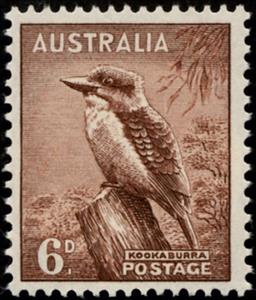 Stamp, Kookaburra (Dacelo novaeguineae), Australia,  , Birds, Animals (Fauna), Kingfishers