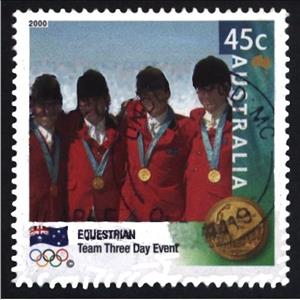 Stamp, Equestrian, offset, Australia,  , Olympic Games, Athletes, Equestrianism and horse riding