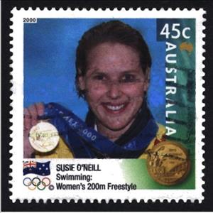 Stamp, 200m F O'Neill, offset, Australia,  , Olympic Games, Swimming, Athletes