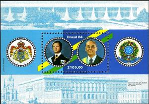Souvenir Sheet, King Carl Gustaf XVI of Sweden visits Brazil, Brazil,  