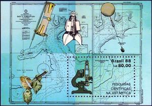 Souvenir Sheet, Cientific Antartica, Brazil,  