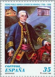 Stamp, Pedro Pablo Abarca, Spain,  , Famous People, Commemoration, Uniforms, Politicians, Politics