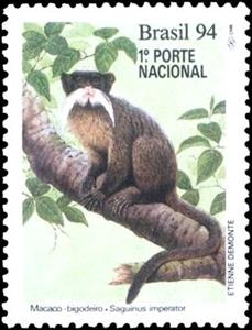 Stamp, Emperor Tamarin (Sanguinus imperator) , Brazil,  , Monkeys, Animals (Fauna)