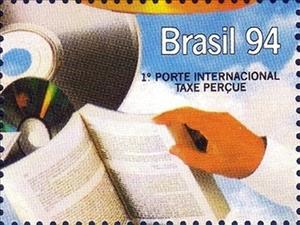 Stamp, 46th Book Fair - Frankfurt, Brazil,  , Books, Hands
