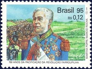 Stamp, 150 years End Farroupilha Revolution, Brazil,  
