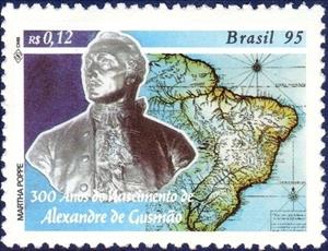 Stamp, Alexandre de Gusmão, Brazil,  
