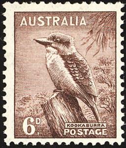 Stamp, Kookaburra (Dacelo novaeguineae), Australia,  , Birds, Animals (Fauna), Kingfishers