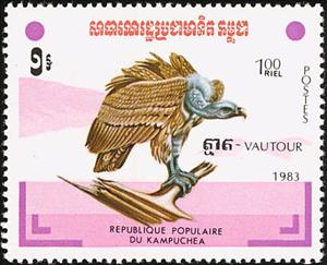 Stamp, Rüppell's Vulture (Gyps rueppellii), Cambodia,  , Animals (Fauna), Birds, Birds of Prey
