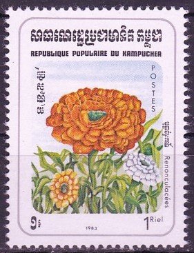 Stamp, Buttercup Plant, Cambodia,  , Flowers, Plants (Flora)