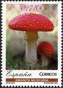 Stamp, Fly Agaric Mushroom, Spain,  , Mushrooms