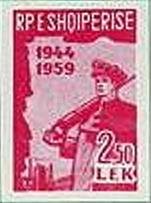 Stamp, Miner with Jackhammer in front of an Industrial Plant, Albania,  