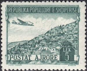 Stamp, Douglas DC-3 over Yuno (Southern Albania), Albania,  , Landscapes, Aviation, Aircrafts