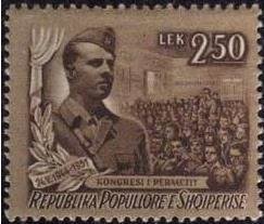 Stamp, Enver Hoxha during a Speech, Albania,  , Politicians