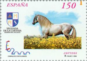 Stamp, Carthusian Horse (Equus ferus caballus), Spain,  , Mammals, Horses, Philatelic Exhibitions, Expositions, Philately, Animals (Fauna)