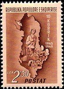 Stamp, Soldier and Map of Albania, Albania,  , Maps