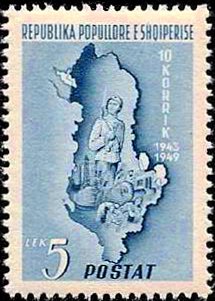 Stamp, Soldier and Map of Albania, Albania,  , Maps