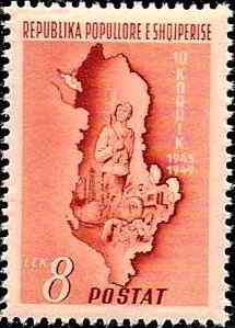 Stamp, Soldier and Map of Albania, Albania,  , Maps