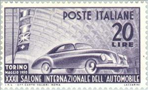 Stamp, Car and flags, Italy,  , Vehicles, Special Occasions, Flags, Cars