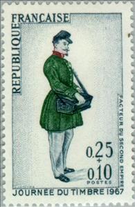 Stamp, Postman of the Second Empire, France,  , Postal Services, Postal Traffic, Philately, Postmen, Stamp Day