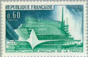 Stamp, International Exhibition of Montreal, France,  , Expositions, Exhibition Buildings, World Exhibitions, Buildings