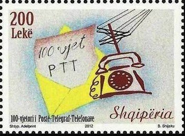 Stamp, Letter, Telephone, Telephone Line, Albania,  , Telephones