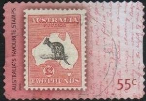 Stamp, Kangaroo & Map, Australia,  , Maps, Stamps, Kangaroos