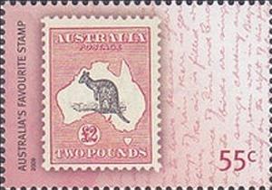 Stamp, Kangaroo & Map, Australia,  , Maps, Mammals, Stamps, Kangaroos, Animals (Fauna)