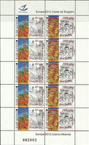 Mini Sheet, Mini Sheet with 5x No. 3392-93, Albania,  , Landscapes, C.E.P.T., Europe