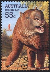Stamp, Diprotodon optatum, Australia,  , Mammals, Animals (Fauna)