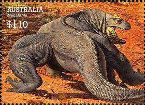 Stamp, Megalania prisca, Australia,  