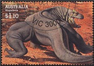 Stamp, Megalania prisca, Australia,  , Reptiles, Animals (Fauna)