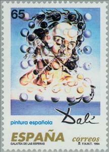 Stamp, Dali: Galatea of the Spheres, Spain,  , Famous People, Commemoration, Paintings, Painters