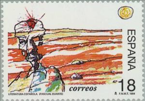 Stamp, Spanish Literature - Camilo José Cela, Spain,  , Authors, Drawings, Books, Literature
