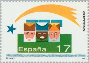 Stamp, The Three Magi, Spain,  , Biblical Accounts, Christmas