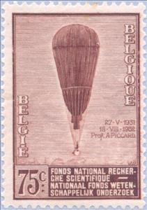 Stamp, August Piccard's Balloon, Belgium,  , Science, Air Balloons