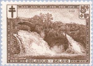 Stamp, Cities and Landscapes, Belgium,  , Landscapes, Healthcare, Waterfalls, Rivers, Tuberculosis / TBC