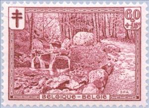 Stamp, Cities and Landscapes, Belgium,  , Landscapes, Healthcare, Roads, Tuberculosis / TBC