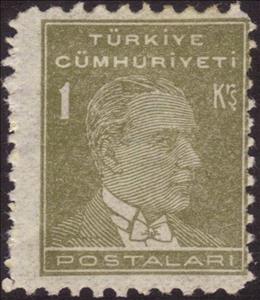 Stamp, Kemal Ataturk (thin paper), Turkey,  